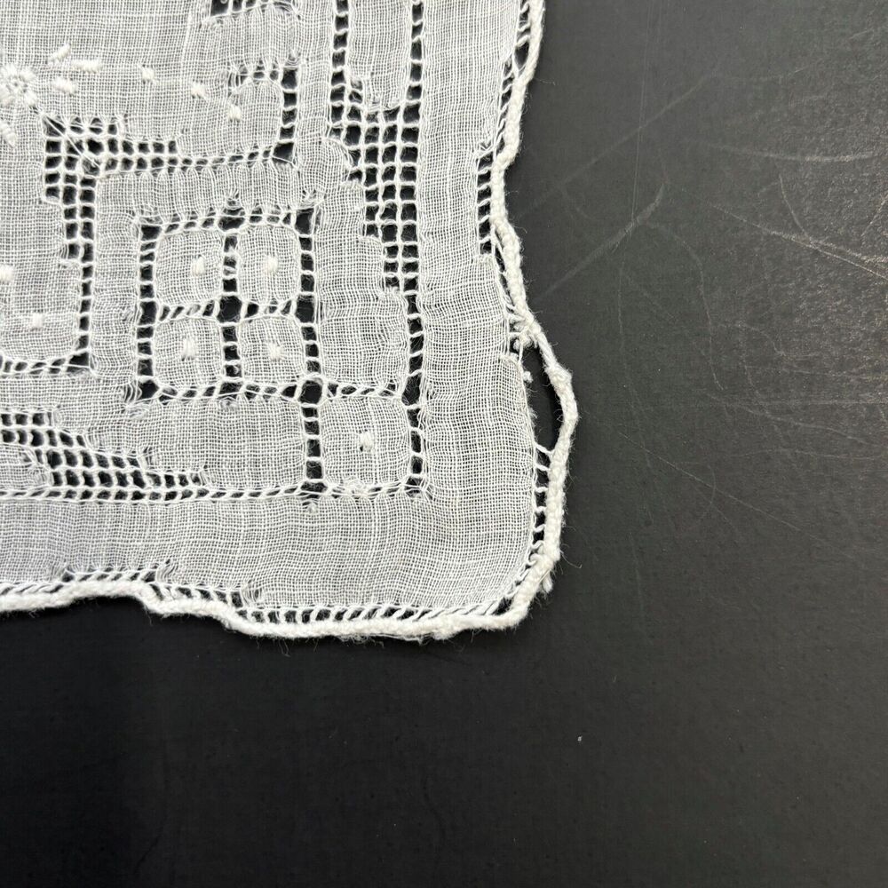 Embroidered Pulled Thread Wedding Handkerchief Br… - image 2